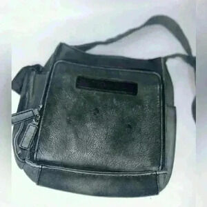 FOSSIL Gray Washed Leather Pebbled Crossbody Saddle Bag Purse Organizer Preowned